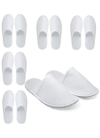 Buy 5 Pack Waffle Linen Terry Bathroom Slippers for Spa Hotel and Travel in UAE