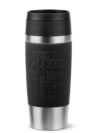 Buy Emsa N20202 Travel Mug Classic Insulated Mug 0.36 Liters Comfort Screw Cap Stainless Steel 4 Hours Hot and 8 Hours Cold 100% Leak-Proof Dishwasher Safe 360° Drinking Opening Black in UAE