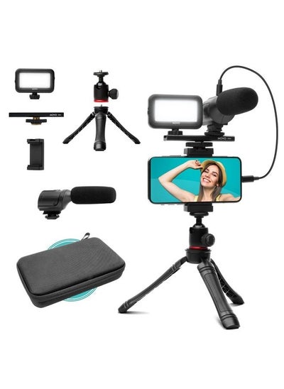 اشتري uVlogger- Android/USB-C Compatible Vlogging Kit Phone Video Kit Accessories: Phone Tripod, Phone Mount, LED Light and Cellphone Shotgun Microphone for Phone Video Recording for YouTube, Vlog في الامارات