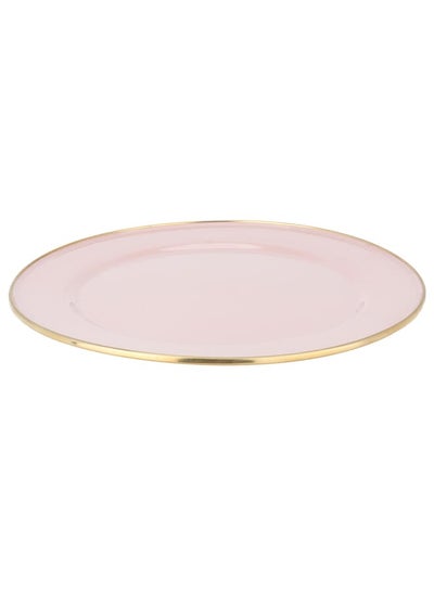 Buy Serving Dish Light Pink With A Golden Rim 30 Cm in UAE