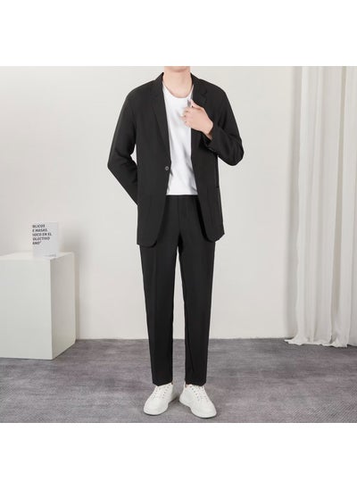 اشتري Unisex Casual Japanese Blazer Suit Set Black في الامارات