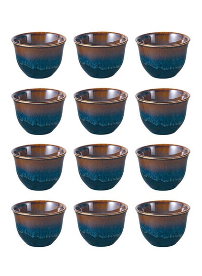 Buy 12-piece porcelain cawa cup set 110ML in Saudi Arabia