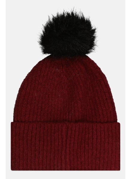 اشتري Women Knitted Beanie Hat, Maroon في الامارات