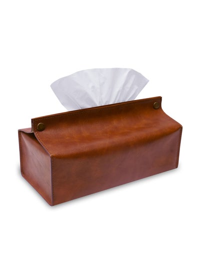 Buy Leather Tissue Box Holder (Hazelnut Brown) in UAE