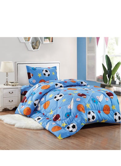 اشتري 3-Piece kids Medium Filling Comforter set Reversible Bed Set Single Size 160x210 cm for Boys & Girls في السعودية