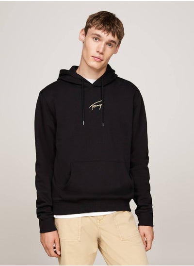 Buy Men's Gold Signature Logo Hoody, Black - Cotton in Saudi Arabia