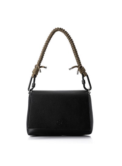 Buy Press Button Closure Shoulder Bag With Adjustable Handle - Black in Egypt