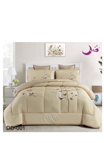 Buy A set of Comfortable and Soft Royal Bedspread 4 Pieces Single Reversible With a Patterned Side and a Plain Side in Saudi Arabia