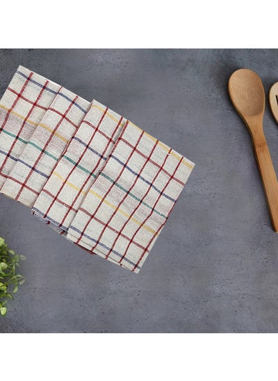 Buy Orchard Blue & Red Multi Checks (50 x 70 Cm) Tea Towel-Set of 6 in UAE