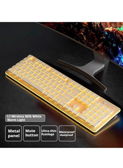 Buy 104 Keys Keyboard Mechanical, Wireless 2.4G LED RGB Backlit Keyboard with Numeric Keypad, for PC Laptop Game Office in Saudi Arabia