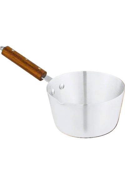 Buy Aluminum bowl for frothing milk and making soups or sauces with a wooden handle in Saudi Arabia