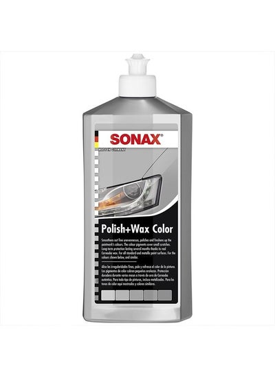 Buy Sonax Polish+Wax Color 500 ml Carnauba Wax for All Standard and Metallic Paint Surfaces-Grey in Saudi Arabia