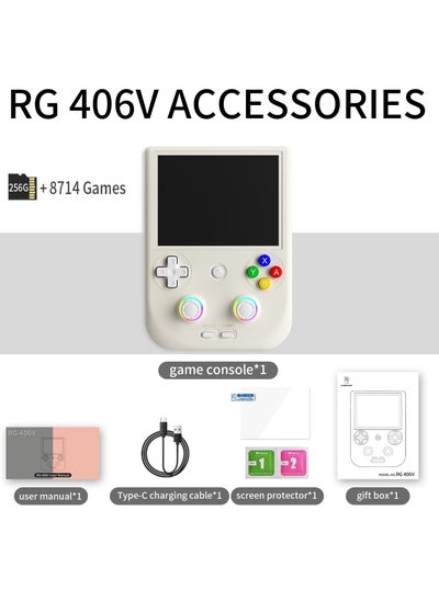 Buy RG406V Handheld Game Console Unisoc T820 Android 13 4-inch IPS multi-touch screen 5500mAh 5G WIFI Bluetooth Retro Video Players (White 256G) in UAE