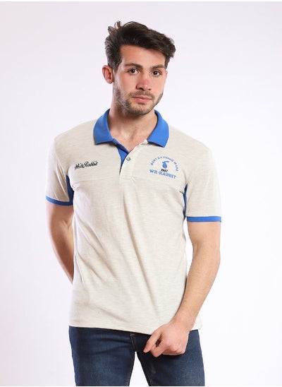 اشتري Blue Collar Heather Hips Length Beige Polo Shirt في مصر