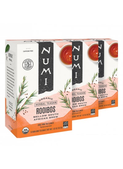 اشتري Numi Organic Tea Rooibos, 18 Count (Pack of 3) Box of Tea Bags (Packaging May Vary) في الامارات