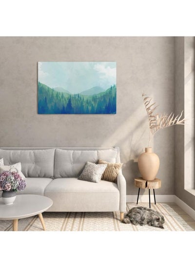 Buy Foggy Mountain Forest Landscape Printed canvas wall art in Egypt