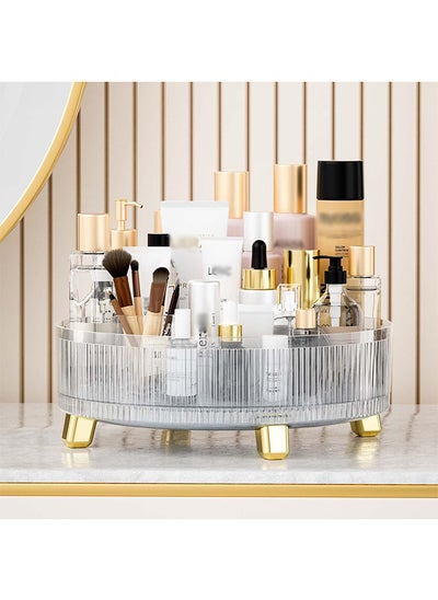 اشتري Clear Makeup Skin Care Organizer for Dresser，Perfume Tray，360 Degree Rotating Lazy Susan Cosmetic Storage, Size:11.42x3.54inge, Size:11.42x3.54in في السعودية