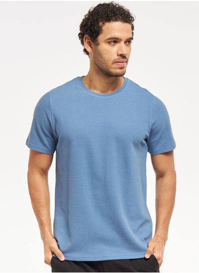 Buy Popcorn Textured Crew Neck T-Shirt in UAE