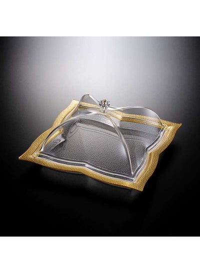 اشتري Acrylic Square Dessert Serving Set Golden 35 cm في الامارات