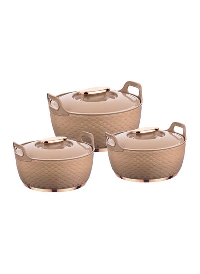 Buy Majestic Casserole Gold Stainless Steel Insulated Hotpot 3Pc Set (2500ML,3500ML,5000ML) in UAE