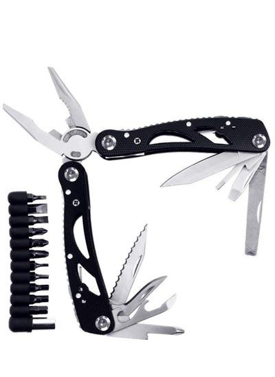 Buy Multitool Pliers Foldable Pliers Tool Stainless Steel Multi-Purpose Outdoor Survival Kits with 11 Screwdriver Bits & Nylon Sheath Ideal Pocket Tool in Saudi Arabia