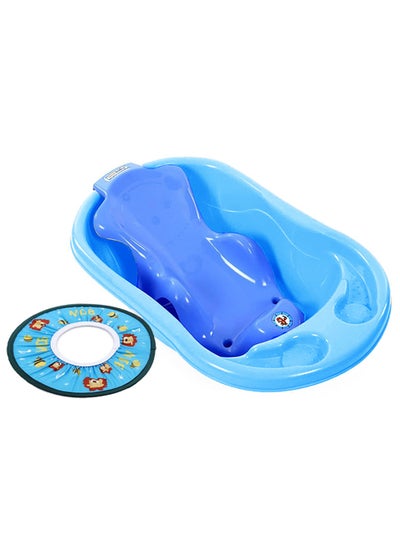 اشتري Sunbaby Buy 2 Get 1 (Sunbaby Splash Bathtub, Baby Sling with Powder Puff Free) - Blue في الامارات