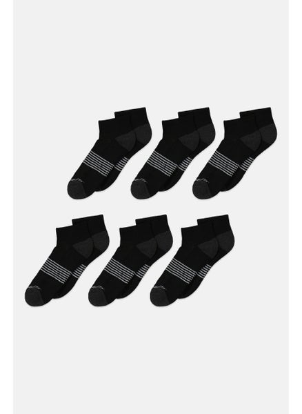 Buy Men 6 Pair Ankle Length Textured Socks, Black Combo in Saudi Arabia