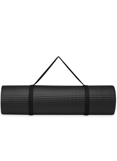 Buy Yoga Mat - Non Slip Yoga Mat with Yoga Mat Strap Included - Exercise Mat Ideal for HiiT, Pilates, Yoga and Many Other Home Workouts - 185 x 90 x 10cm(BLACK) in UAE