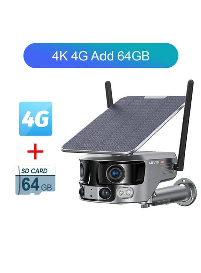 LS VISION 4K 180° Ultra Wide View Angle 4G Solar Security Camera Outdoor WIFI 4X Zoom Dual Lens PIR Human Detection CCTV Camera Price In Saudi Arabia | Noon Saudi Arabia - Foto 3