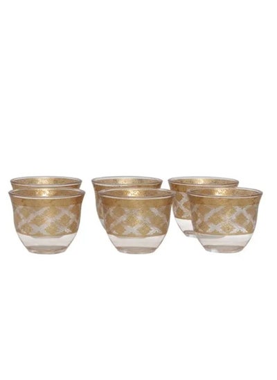 Buy Set of 6 pieces of engraved glass Arabic coffee cups in Saudi Arabia