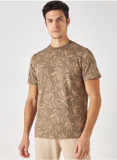 Buy Leaf Print Crew Neck T-Shirt in UAE