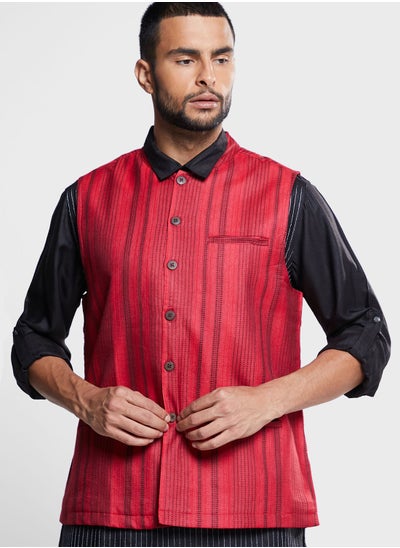 اشتري Striped Nehru Jacket في الامارات