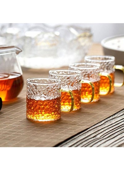 Buy 6-Piece Borosilicate Glass Tea Cups Clear/Gold in Saudi Arabia