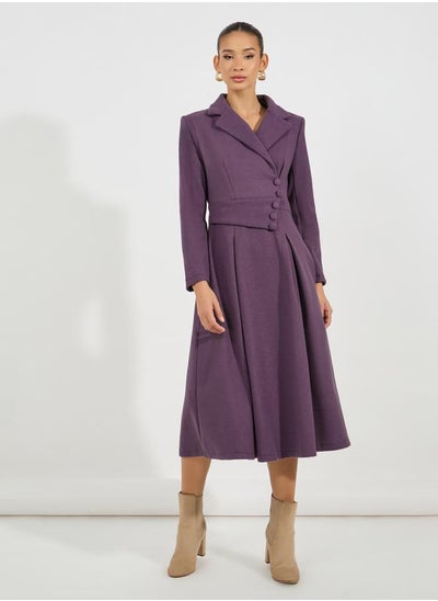 Buy Notch Lapel Button Detail Wool Like Blazer Midi Dress in Saudi Arabia