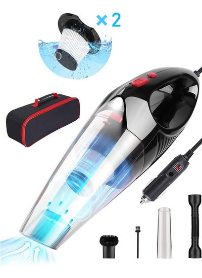 Buy Portable Handheld Vacuum Cleaner, 120W 9500pa Powerful Suction, with 2pcs Replaceable Washable Filter And LED Light Car Vacuum Cleaner in UAE