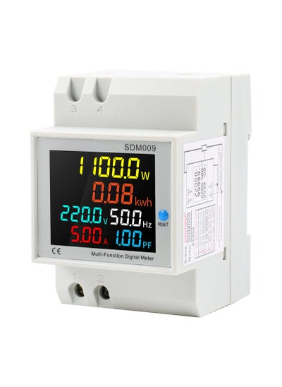 اشتري Digital Single Phase Energy Meter Tester, 40-300V 100A Digital Ampermeter Din Rail Electricity Usage Meter Voltage Amps Watt kWh Meter Frequency Power Factor Meter Multimeter Built-in CT في الامارات