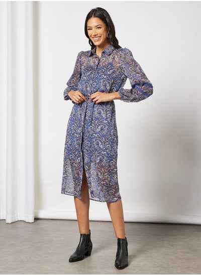 Buy Paisley Print Shirt Dress in UAE