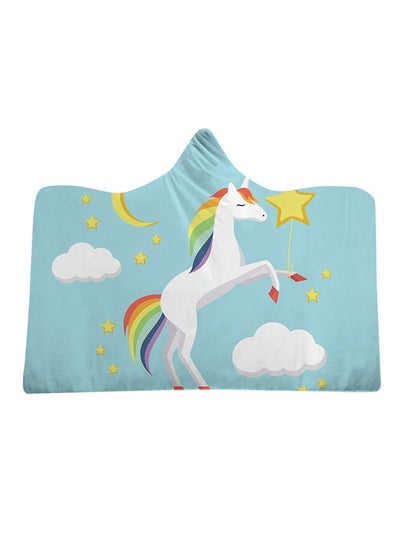 اشتري Cartoon Unicorn Hooded Blanket cotton Blue 130x150cm في الامارات