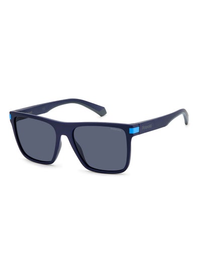 Buy Unisex Polarized Rectangular Shape  Sunglasses Pld 2128/S Blue 45 - Lens Size: 45.3 Mm - Mtt Blue M in UAE