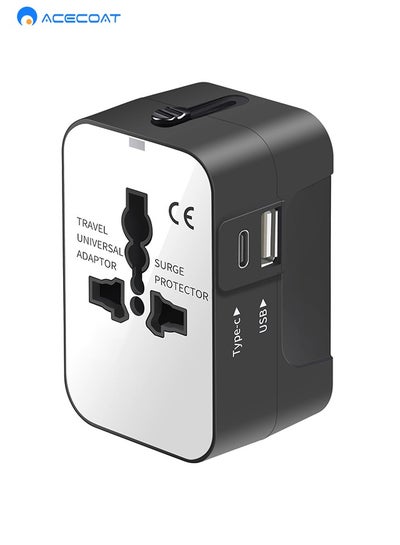 Buy Universal Travel Adapter with (Type C+USB) 2 USB Ports & AC Outlet, International Plug Adapter Converter, Type C/A/G/I All in One Wall Charger Worldwide Travel Adaptor for US to EU UK AUS Asia in Saudi Arabia