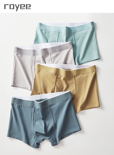 Buy 4Pack Men's Underwear Cotton Pure Cotton Men's Flat Angle Underwear Medium Waist Solid Color in Saudi Arabia