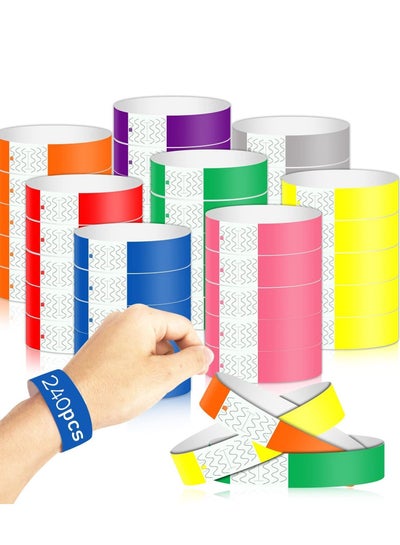 اشتري Paper Wristbands For Events Neon Wrist Colored Waterproof Hand Party Clubs Lightweight Concert Adhesive 240 Pack في السعودية