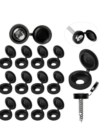 اشتري Screw Cover Caps Hinged Plastic Fold Snap Covers Washer Flip Tops Protective Furniture Hardware Screws Decor 100 Pieces Black في السعودية