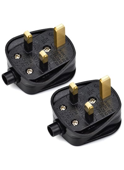 Buy SYOSI 3 Pin UK Plug 13A Fused 250V Mains Plugs, UK Mains Plug for 13A 250V Black 3 Pin Plug 50-60 Hz (2Pcs) in Saudi Arabia