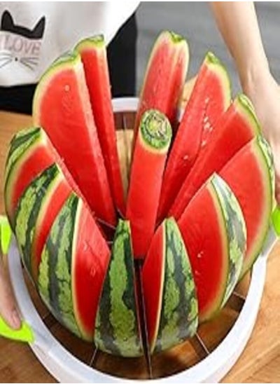 Buy Extra Large Watermelon Slicer Cutter Comfort Silicone Handle,Home Stainless Steel Round Fruit Vegetable Slicer Cutter Peeler Corer Server for Cantaloup Melon,Pineapple,Honeydew,Get 12,As Seen On TV in Egypt