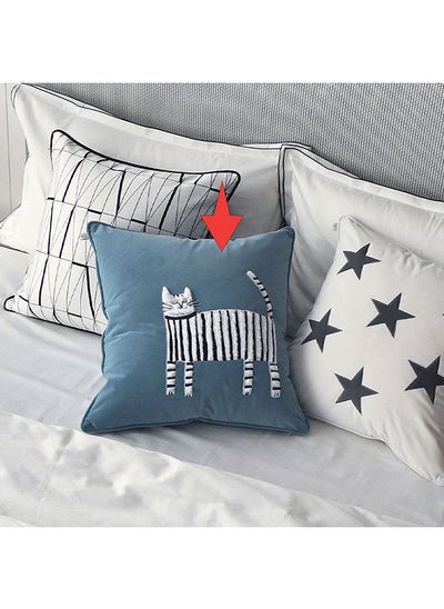 Buy 45x45 Cm Striped Cat Embroidered Throw Cushion in UAE