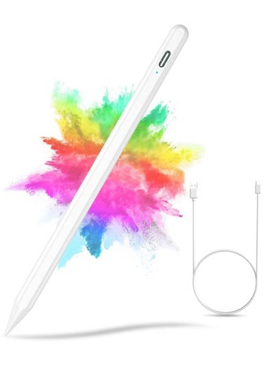 Buy Stylus Pen for iPad (2018-2022) - Compatible with iPad 10/9/8/7/6, Mini 6/5, Air 5/4/3, Pro 11''/12.9'' - Capacitive Pen with 4 Replacement Tips and Palm Rejection (White) in UAE