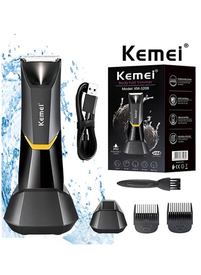 Buy Hair Trimmer KM-3208 USB Rechargeable Hair Clipper Waterproof Body Hair Trimmer Bikini Leg Beard Arm Trimmer in UAE