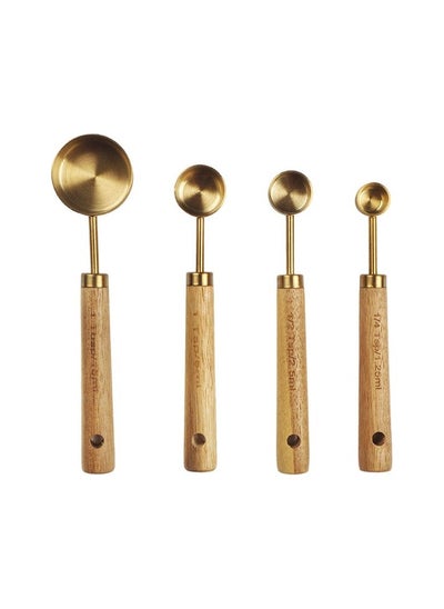 Buy 4 Piece Stainless Steel Spoon Set - Gold Colour:Gold in UAE