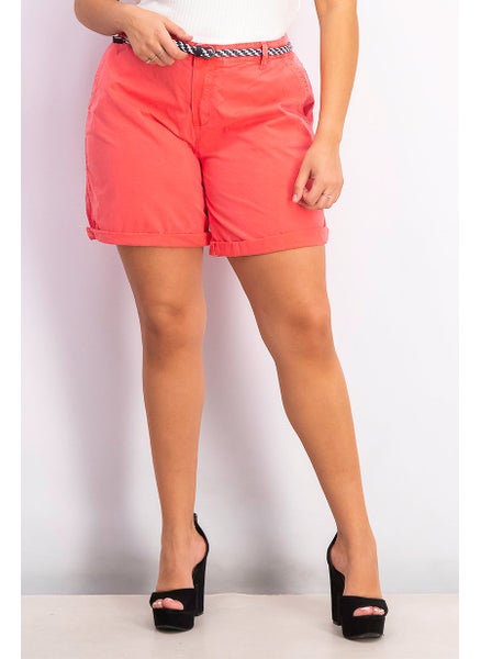 اشتري Women Belted Plain Short, Red في السعودية